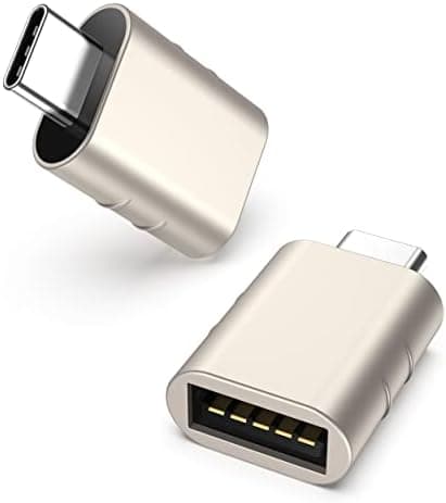 Syntech USB C - USB-sovitin, 2 kpl, USB 3.0 naaras Thunderbolt 4/3 -sovittimeen, yhteensopiva MacBook Pro Air 2024, Surface, iPad, iPhone Starlight -laitteiden kanssa Starlight 27.4 x 16.5 x 8.1 mm
