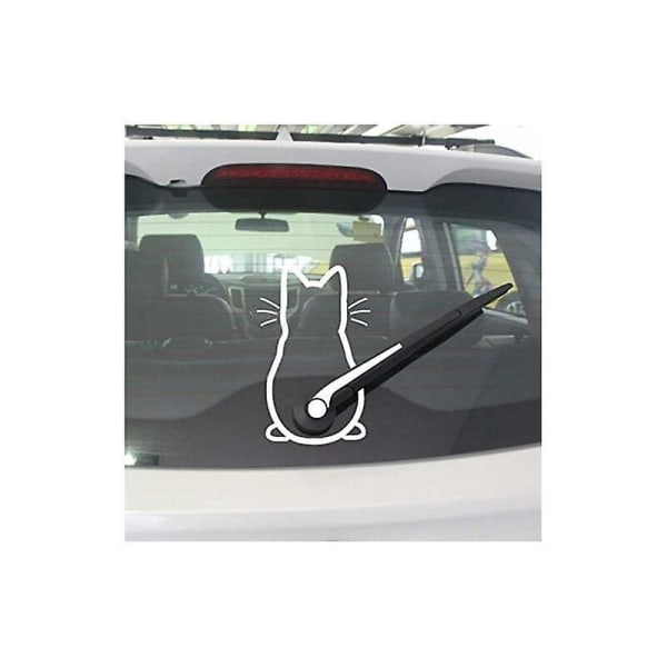 Söt Kitty Cat Car Wiper Art Sticker - Cat Mural Decal Window Decoration (21*33cm)