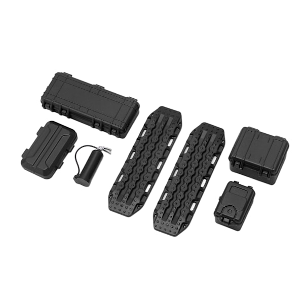 RC-auton simulointikoristelusetti - Matkalaukku, työkalulaatikko, sammutin ja pakoalusta 1/18 ja 1/24 RC-autoille (musta)
