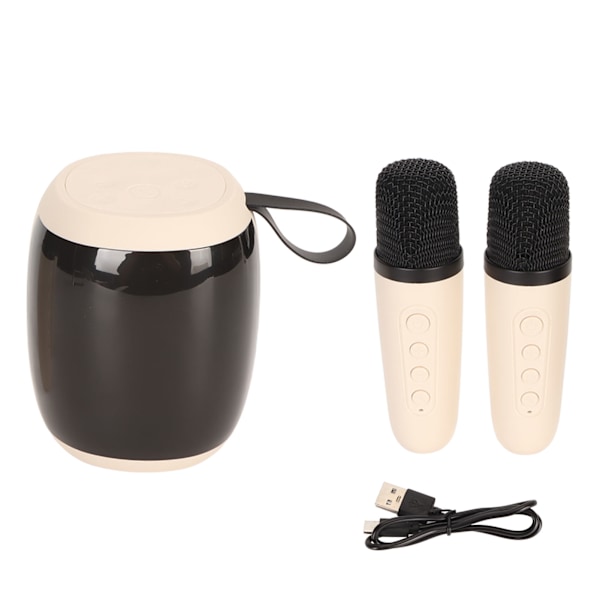 Bluetooth-högtalare med mikrofon, 2 mikrofoner, RGB-belysning, karaoke-maskin, högtalar-mikrofonset för inomhus och utomhus, vit
