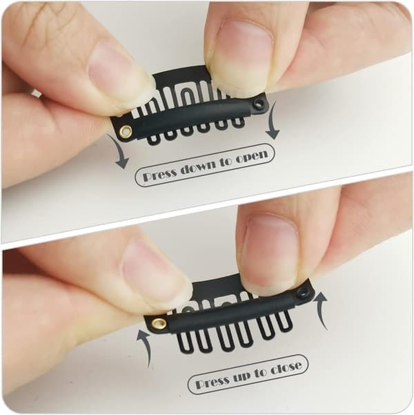 Hårforlængelsesclips Sorte, Parykclips Snap Clips, Metal Parykclips til Dine Parykker, 30 Stykker
