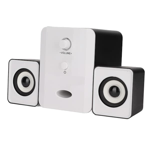 USB-drevet desktop-højttaler computerhøjttaler med subwoofer til PC bærbar tablet desktop blændende version sort hvid