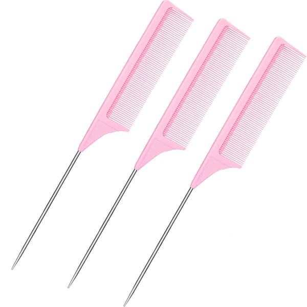 Sett med 3 varmebestandige halekammer i rustfritt stål (rosa)