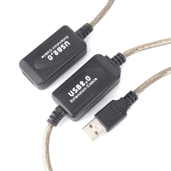 20M USB 2.0 Type A Uros - Naaras Jatkojohto Kaapeli Musta