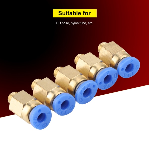 5 stk. 3D-skriver tilbehør PC4-M6 Rett gjennom Pneumatisk Kobling Ytre Diameter 4MM