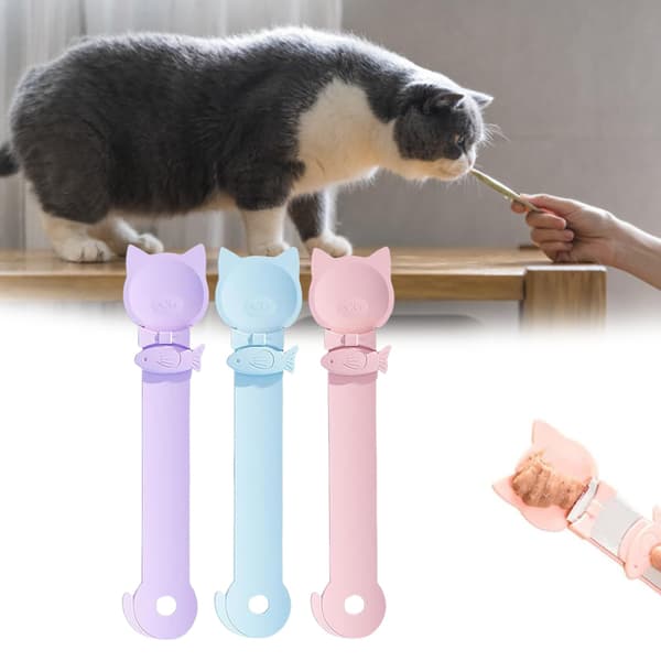 Et sett med 3 brukervennlige snackskjeer for våtfôr - en multifunksjonell snackdispenser