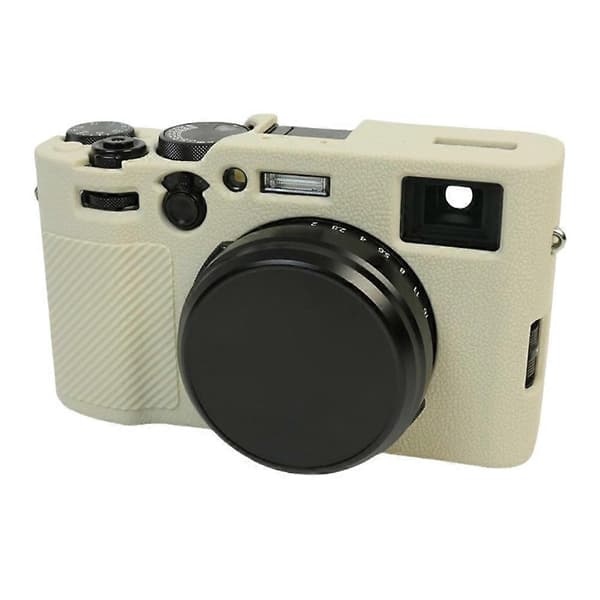 W7w Soft Silicone Case with Litchi Texture for Fujifilm X100VI Camera p6B Protective Cover - Beige