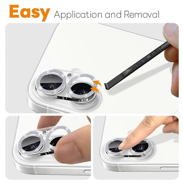 NORTHJO Camera Lens Protector for iPhone 17, Glitter Bling Circles, Tempered Glass HD Clear 3D Full Co