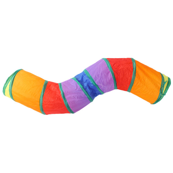 S-formet sammenleggbar tunnel Cat Kitty Training Interactive Rainbow Color Tube Pet Toy