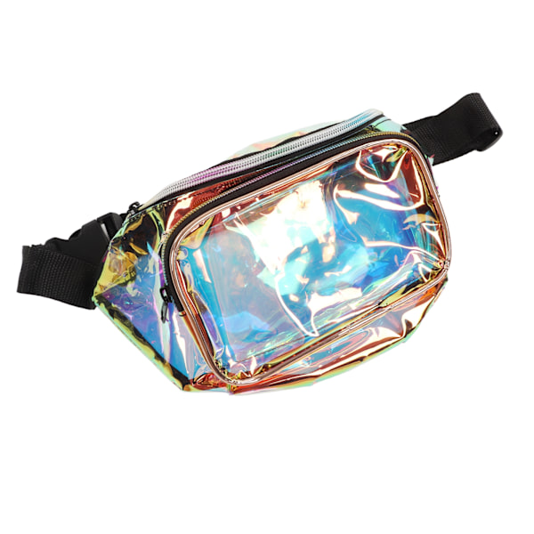 Transparent iriserende Fanny Pack skinnende taljepose med lynlås Vandafvisende PVC til rejsefest Løbetur