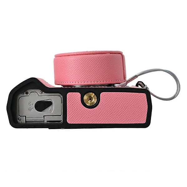 For Olympus OM-5 Camera Case Half-Wrapped Leather Bottom with Lens Cap - Pink