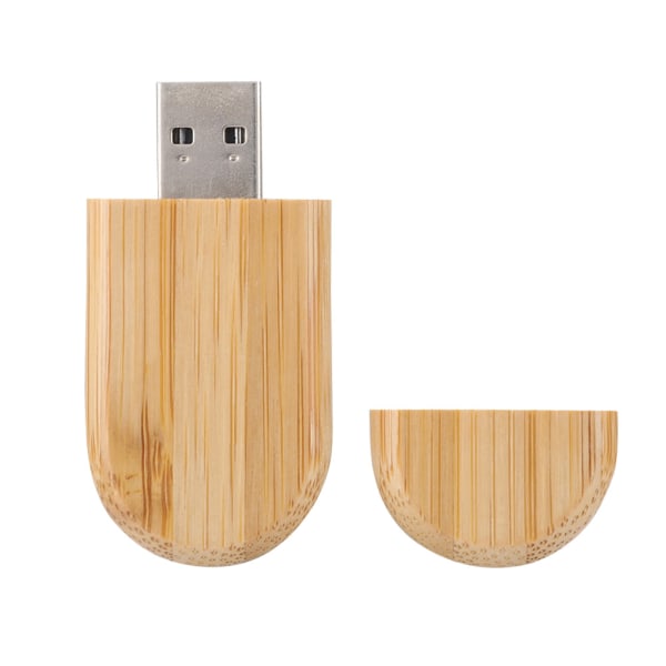 Oval træskal USB 3.0 Flash-hukommelsesdrev Opbevaringsstick Med Box U Disk 32GB