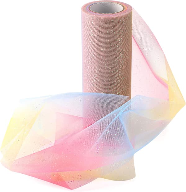Regnbågsglittertyll, Tutukjol, Tyll, Bordslöparband
