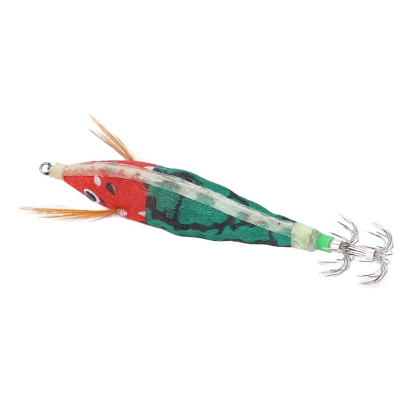 Fiskesquid Jigs Agn Squid Jig Krog Hårdt Fiskelokkemiddel med Lysende Effekt til Havbåd Flod Dam Fiskeri Rødt Hoved Mørkegrøn Krop