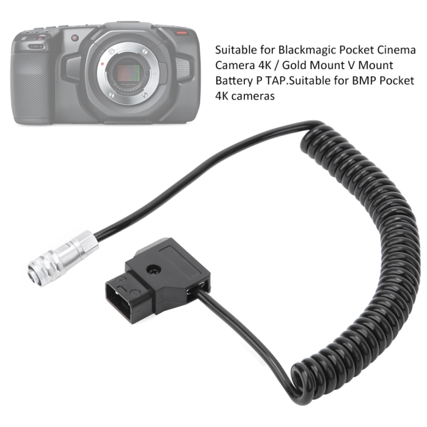 D Tap til 4K Spring Strømledning til Blackmagic Pocket Cinema Camera 4K / Guld Mount V Mount B
