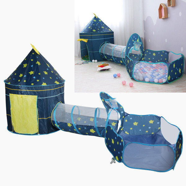 3st Baby Barn Kryptunnel Lektält Inomhus Barn Toddler Toy Ball Pool Blå