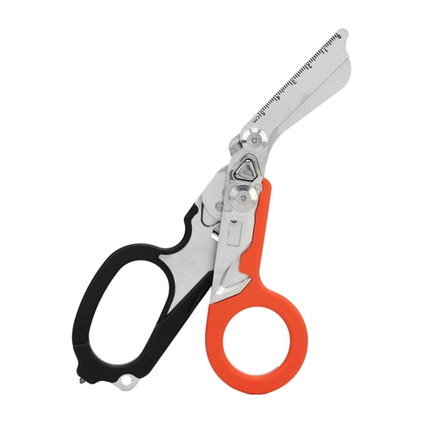 Emergency Response Shear Stainless Steel Foldable Multifunctional Scissors Pliers for Outdoor Camping Rescue Tool Black and Orange