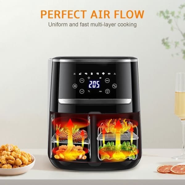 Airfryer-tilbehør, tilbehør, XL dobbelt tilbehørssett for 7,6L-9,5L, Airfryer-tilbehør