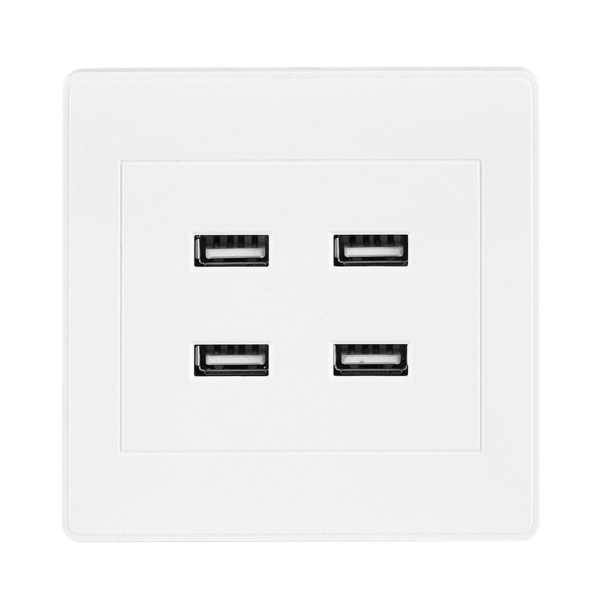 4 USB-porter DC 5V Hjemmekontor Elektrisk Veggmontert Strømkontakt Laderuttak (110~250V)