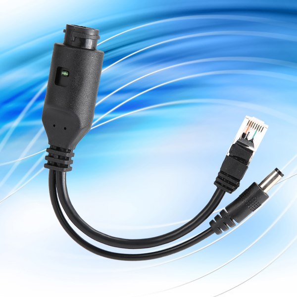 24V vandtæt IP-kamera Power Over Ethernet Adapter POE Kabel Splitter Injektor Sort
