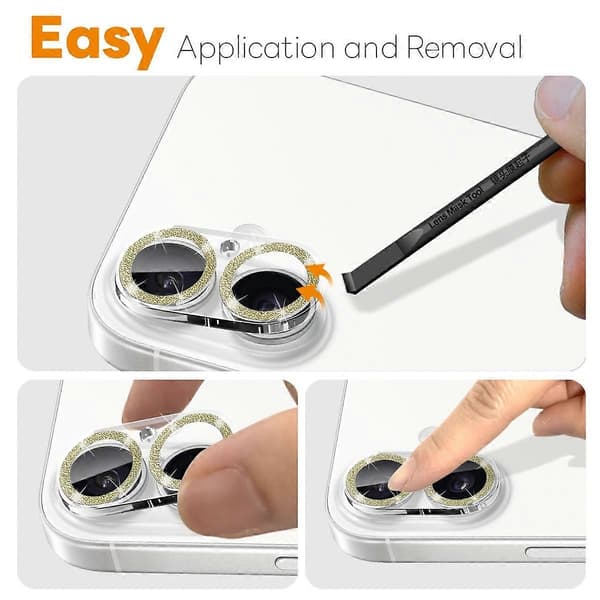 NORTHJO Camera Lens Protector for iPhone 17, Glitter Bling Circles, Tempered Glass HD Clear 3D Full Co