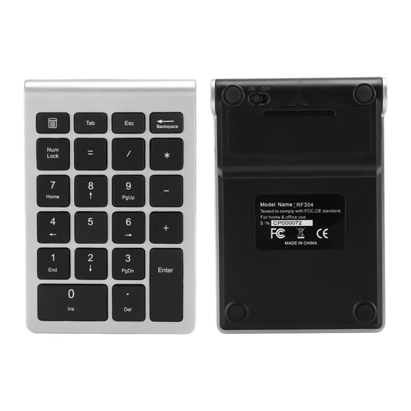 RF304 22 taster Numerisk tastatur USB 2.4G trådløst minitastatur med modtagerSilver Black