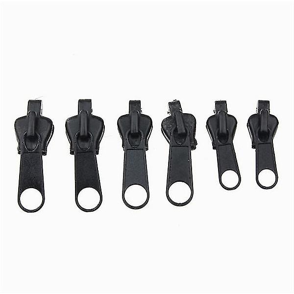 6-osainen Fix Zipper Slider Universal Vaihtosarja rikkoutuneille tai kuluneille liukukappaleille, musta