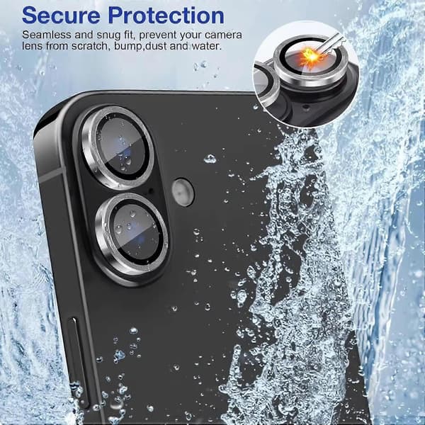 Metal Camera Protector with CD Texture and Tempered Glass for iPhone 16/iPhone 16 Plus