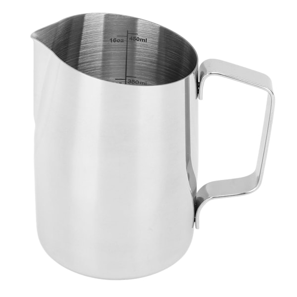 Melkeskummerkanne 450ml 201 Rustfritt Stål Indre Skala Kaffe Dampende Melk Kremerkopp for Hjemmekafé