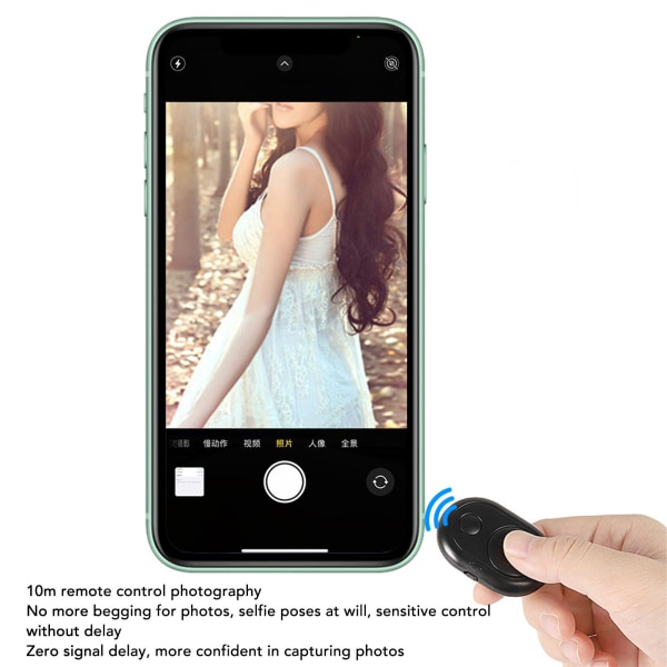 Trådløs Bluetooth kamera fjernbetjening Selfie knap - Sort
