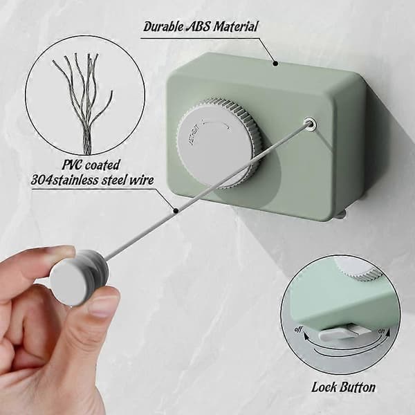 Retractable Clothesline for Indoor Use, Wall-Mounted Laundry Line for Indoor Use