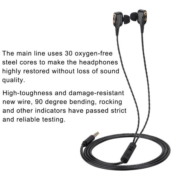 Komfortable in-ear gaming ørepropper med kablede 3,5 mm stereohodetelefoner (svarte)