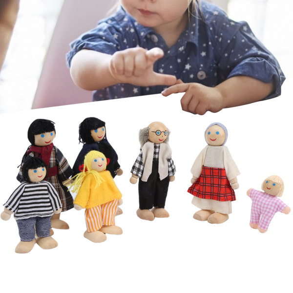 Familj Doll Figurer Pine Miniatyr Människor Leksak Set Ornament Pedagogiskt Dockhus Tillbehör #2