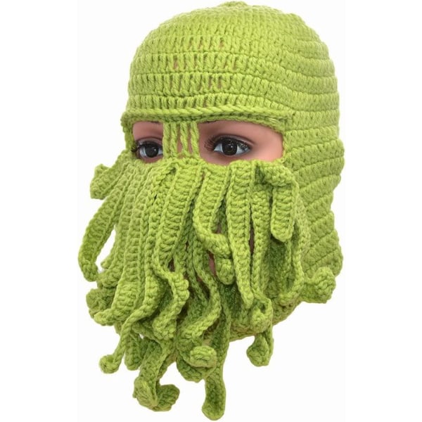 Unisex Stilfuld Octopus Strik Ski Hat Vindtæt Ski Goggle Cap Hold ansigtet varmt grønt
