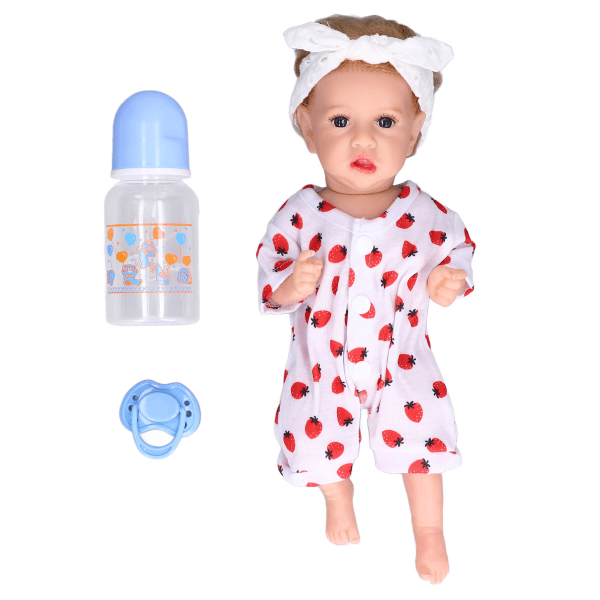 12-tommers Reborn Baby Dolls Fleksible lemmer Myk silikon naturtro dukkeleke med melkeflaskeGirl