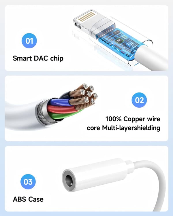 Lightning till 3,5 mm hörlursadapter (2-pack) — Ljudadapter/omvandlare för iPhone