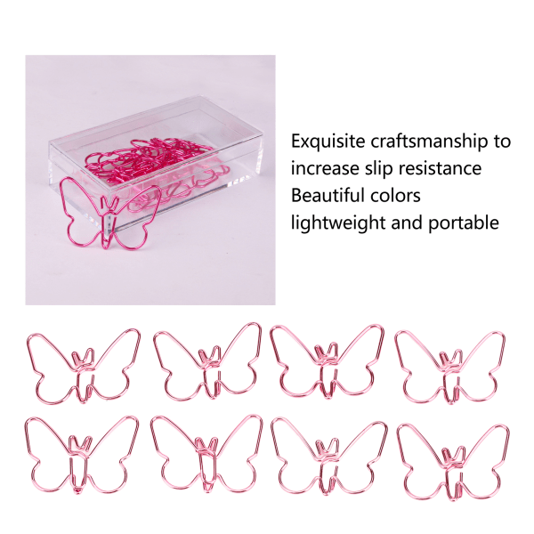 50 kpl Pink Butterflies Paperiliitin Sarjakuva väripinnoitus Innovatiiviset söpöt paperiliittimet toimiston kotikouluun