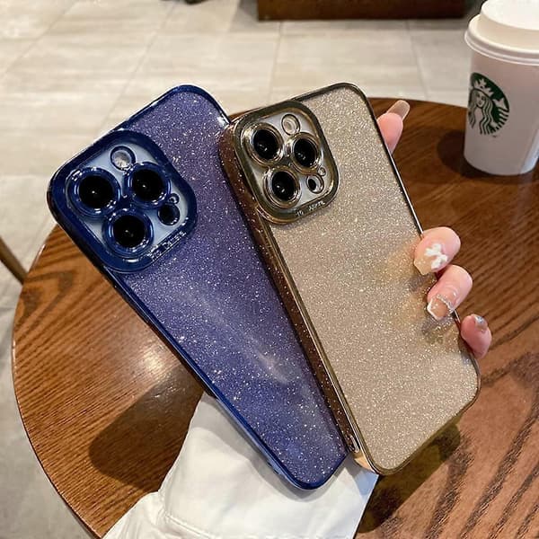 iPhone 12-deksel, glitrende luksuriøs fleksibel bling klar beskyttelse, kamerabeskyttelse støtsikkert TPU-telefondeksel for kvinner og menn