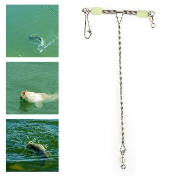 10 stk. Selvlysende perler i rustfrit stål Balance T Form Drejelig Snap Fiskekrog Tackle