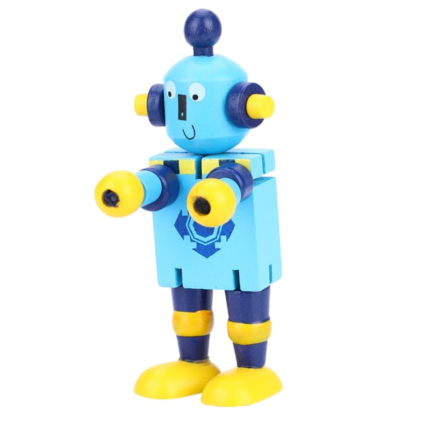 Persoonalliset söpöt puiset robottilelut Oppimis- ja opetuslelut lapsille (sininen)