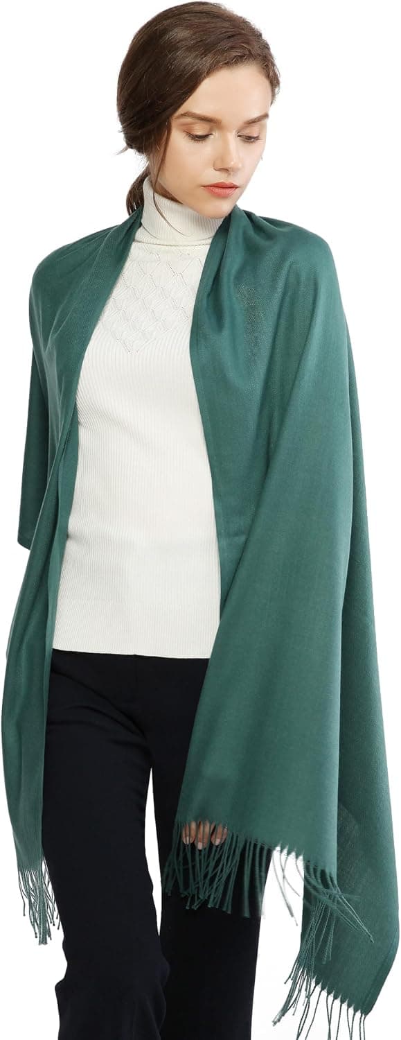 Skjerf, pashmina-sjal og omslag for kvinner, bryllupssjal for kvinner, vinter Green