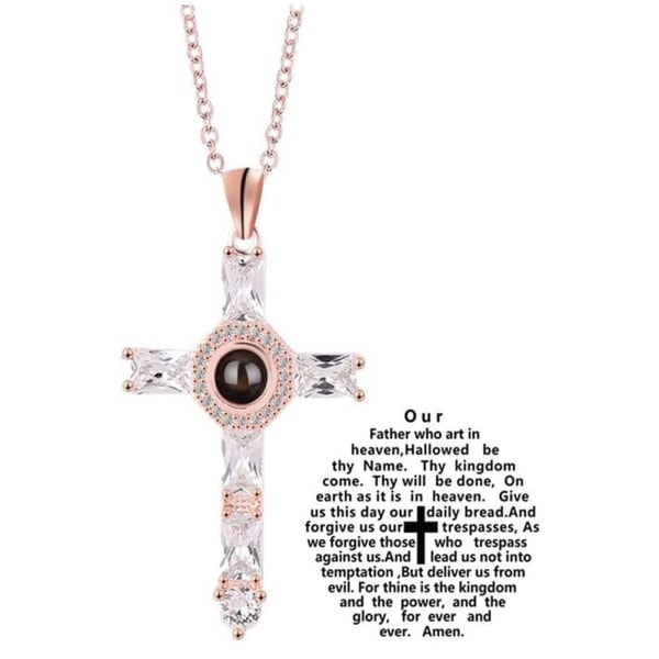 Cross Projection Halskæde Choker Krystal Cross Lord's Prayer Cross halskæde til venner Fars gave