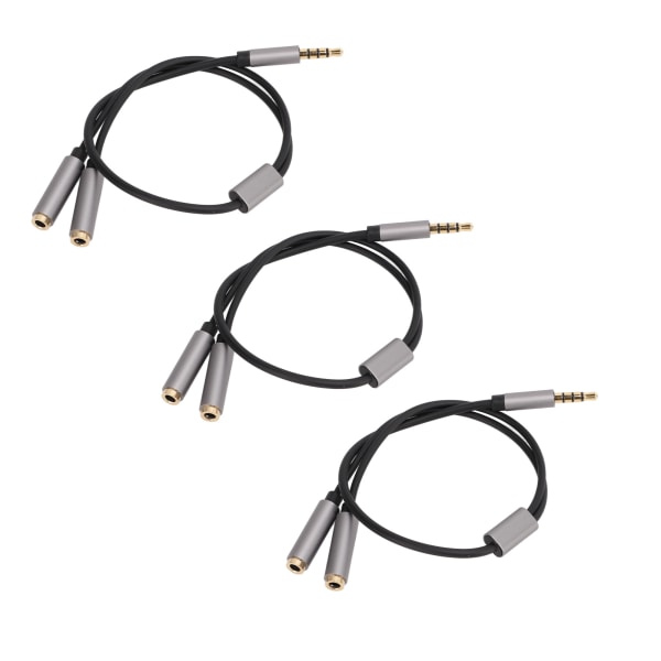 3 stk Headset Splitter Kabel 3,5 mm Sølv Hodetelefon Splitters Mic Kabler for bærbar PC