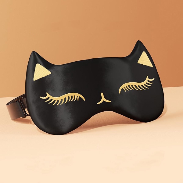 Cat Sleeping Mask Night Mask Natural Silk Blackout Eye Mask kissoille