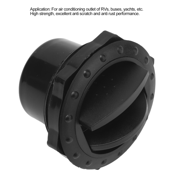 Universal Knop Style Black Dashboard Aircondition udløbsdeflektor - 4 STK (60 mm hul) til autocampere, busser og yachter