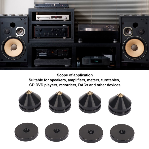 4st svart högtalarisoleringsfotdyna för skivspelare Subwoofer högtalarförstärkare