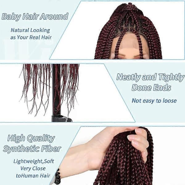 Box Braid -peruukki naisille, solmuton punottu peruukki, pitsietuosan peruukki