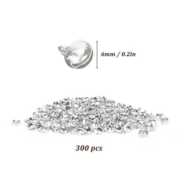 300 stk Små bjeller Jernmateriale Sølv Minianheng Smykker Håndverkstilbehør 6mm