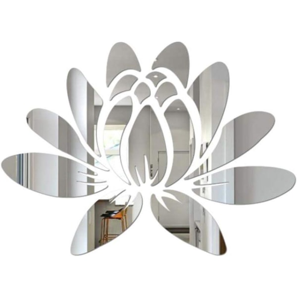 3D (hopea) Lotus akryyli irrotettava peiliseinätarra Ympäristöystävällinen tarra makuuhuoneeseen, kylpyhuoneeseen