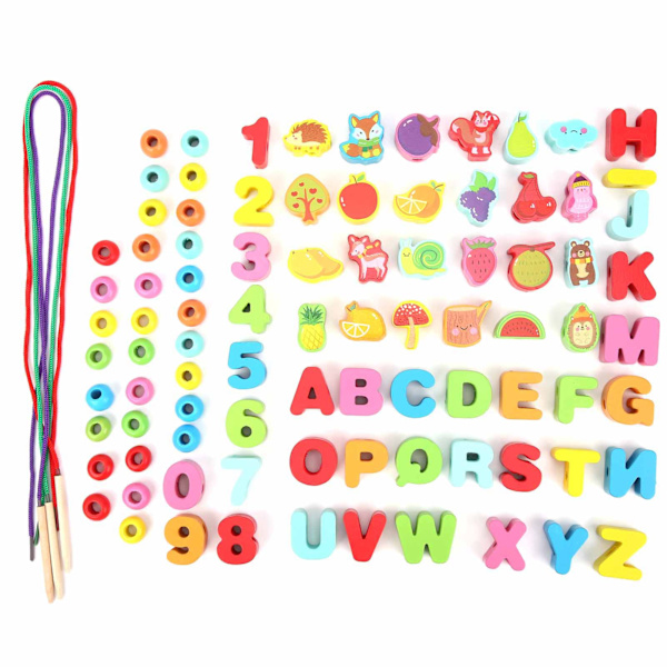 Baby Lacing Beads Toy Wooden Infant String Threading Toys DIY Educational Birthday Gift